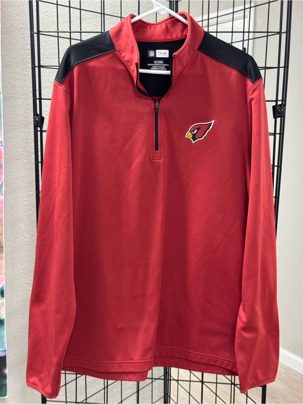 Team Apparel Red and Black Quarter-Zip Sweater with Cardinals Logo pit 26” 32 L